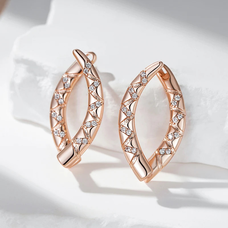 Women's Unique Hoop Earrings with Synthetic Zirconia